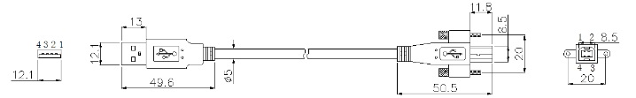 USB A-B(带螺钉）